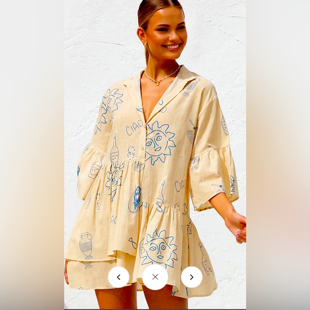 Commense Oversized Sun Print Short Dress - Size Medium